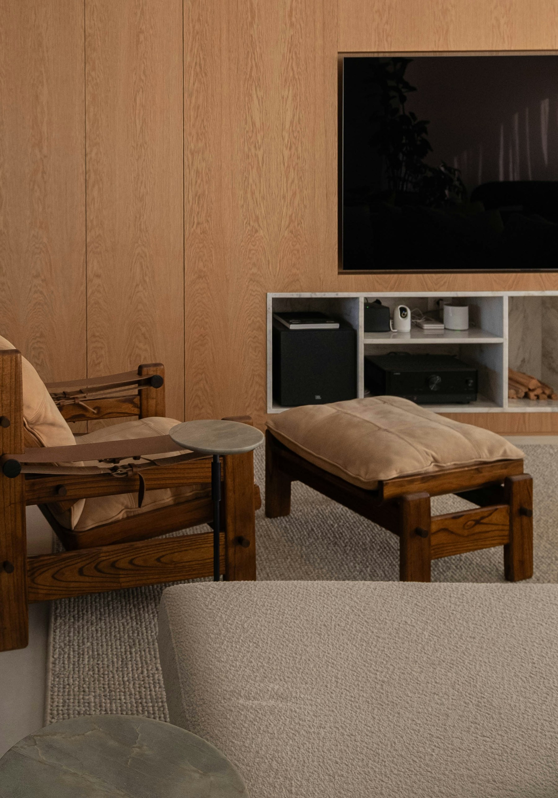 Warm minimal apartment interior in neutral colours